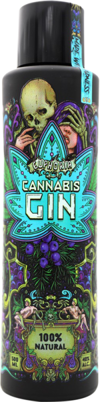 31,95 € Kostenloser Versand | Genever Gin Hill's Euphoria Tschechische Republik Medium-Flasche 50 cl Cannabis