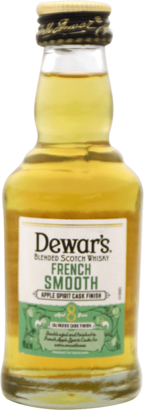3,95 € Envio grátis | Whisky Blended Dewar's French Escócia Reino Unido 8 Anos Garrafinha Miniatura 5 cl Smooth — Suave