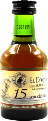 7,95 € Envío gratis | Ron Demerara El Dorado Guayana 15 Años Botellín Miniatura 5 cl