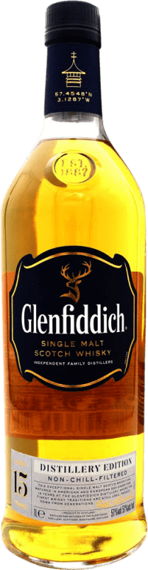 108,95 € 送料無料 | ウイスキーシングルモルト Glenfiddich Non Chill Filtered スコットランド イギリス 15 年 ボトル 1 L