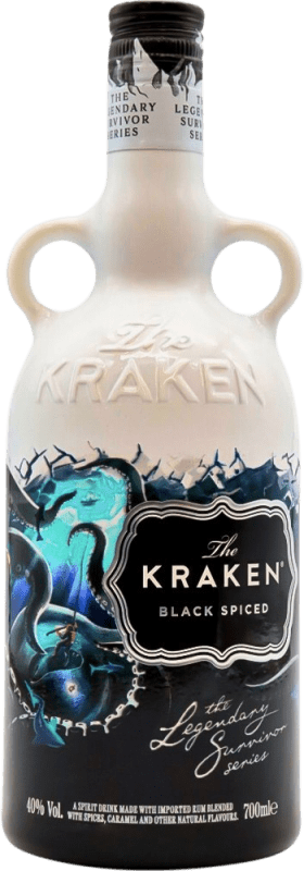 59,95 € 送料無料 | ラム The Kraken Black Spiced Legendary Survivor Series Ceramic Porcelain — セラミックポーセリン トリニダード・トバゴ 70 cl