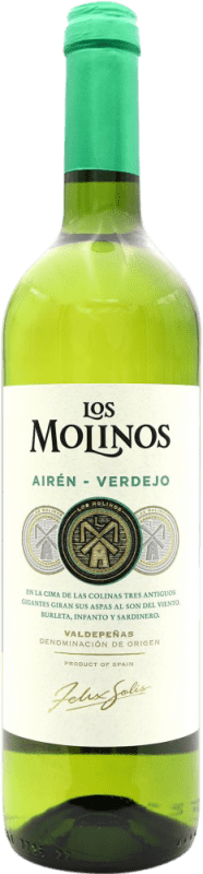 5,95 € Бесплатная доставка | Белое вино Los Molinos. Airén Verdejo D.O. Valdepeñas Испания Airén, Verdejo бутылка 75 cl