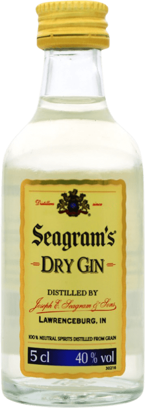 3,95 € Spedizione Gratuita | Genever Gin Seagram's stati Uniti Bottiglietta Mignon 5 cl