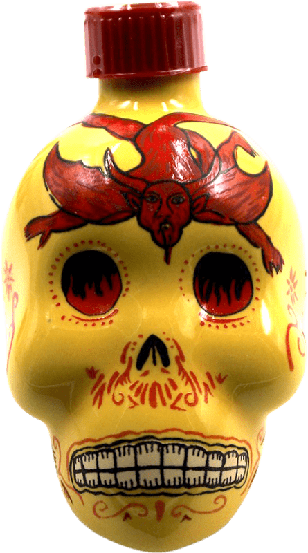 15,95 € Spedizione Gratuita | Tequila Finos Kah Calavera — Teschio Reposado Messico Bottiglietta Mignon 5 cl