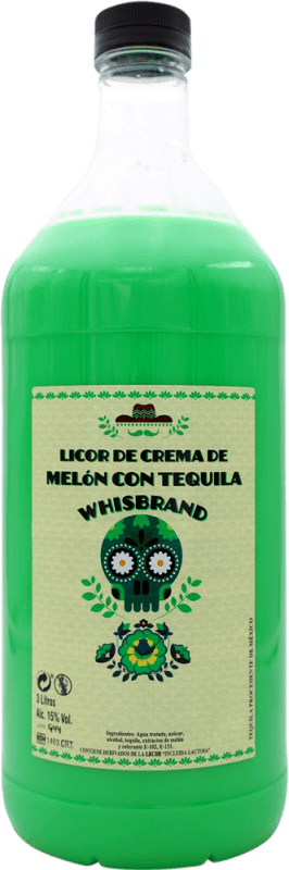 32,95 € Spedizione Gratuita | Crema di Liquore Whisbrand Melón con Tequila Messico Bottiglia Speciale 3 L