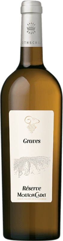 14,95 € Envio grátis | Vinho Branco Barons de Rothschild Mouton Cadet Reserva A.O.C. Graves França Sémillon, Sauvignon Garrafa 75 cl