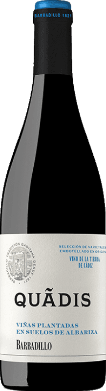 8,95 € Spedizione Gratuita | Vino Rosso Barbadillo Quadis Giovane I.G.P. Vino de la Tierra de Cádiz Andalusia Spagna Syrah, Cabernet Sauvignon, Tintilla de Rota Bottiglia 75 cl