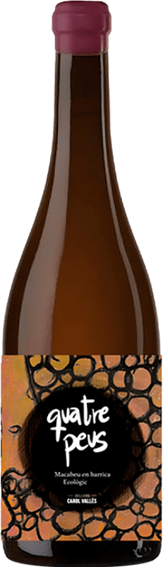 19,95 € Envio grátis | Vinho Branco Carol Vallès Quatre Peus Espanha Macabeo 75 cl