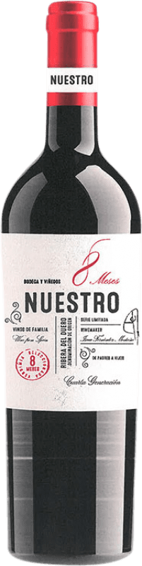 12,95 € 免费送货 | 红酒 Díaz Bayo Nuestro 8 Meses D.O. Ribera del Duero 卡斯蒂利亚莱昂 西班牙 Tempranillo 瓶子 75 cl