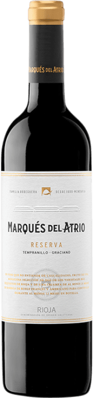 10,95 € Бесплатная доставка | Красное вино Marqués del Atrio Резерв D.O.Ca. Rioja Ла-Риоха Испания Tempranillo, Graciano бутылка 75 cl