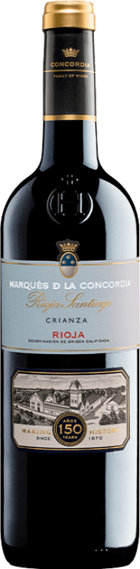 8,95 € 免费送货 | 红酒 Marqués de La Concordia Rioja Santiago 岁 D.O.Ca. Rioja 拉里奥哈 西班牙 Tempranillo 瓶子 75 cl