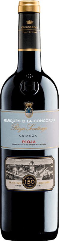 12,95 € Kostenloser Versand | Rotwein Marqués de La Concordia Rioja Santiago Crianza — Kurze Fassreifung D.O.Ca. Rioja La Rioja Spanien Tempranillo Flasche 75 cl
