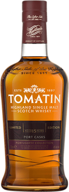 162,95 € Free Shipping | Whisky Single Malt Tomatin Port Cask Colección Portuguesa Scotland United Kingdom 15 Years Bottle 70 cl