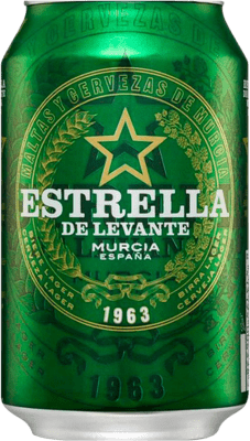 16,95 € 送料無料 | 24個入りボックス ビール Estrella de Levante Lager ムルシア地方 スペイン 缶 33 cl