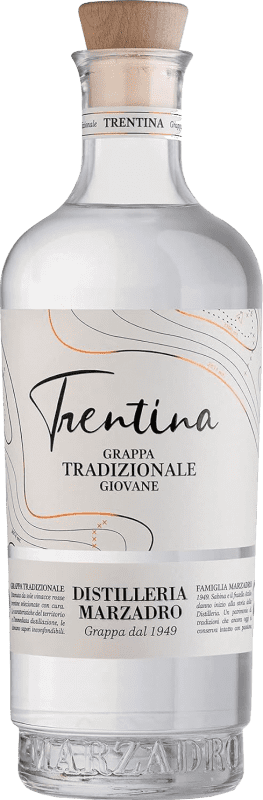 4,95 € Envio grátis | Aguardente Grappa Marzadro Trentina Itália Chardonnay, Gewürztraminer, Mascate Garrafa Miniatura 5 cl