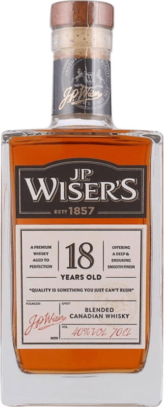 59,95 € Envío gratis | Whisky Blended J.P. Wisers Canadá 18 Años Botella 70 cl