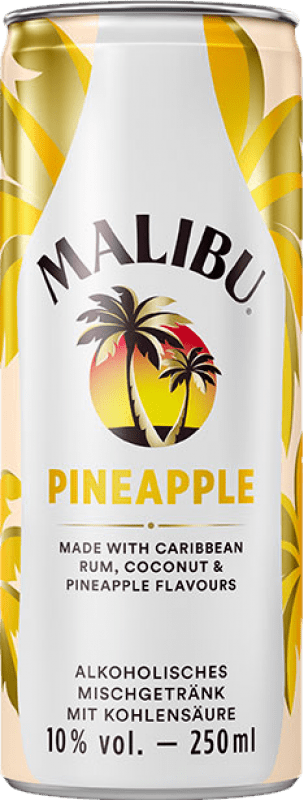 52,95 € 送料無料 | 12個入りボックス 飲み物とミキサー Malibu Malibu Rum & Pineapple バルバドス アルミ缶 25 cl