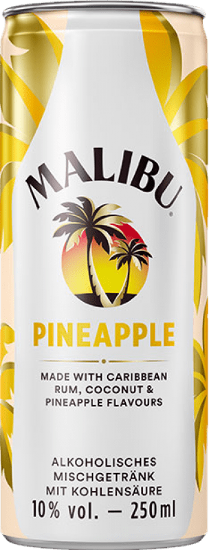 38,95 € Kostenloser Versand | 12 Einheiten Box Mixer Malibu Barbados Dose 25 cl Pineapple — Ananas, Rum