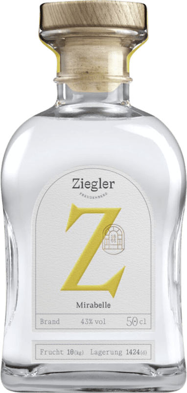 91,95 € Envio grátis | Aguardente Orujo Ziegler Alemanha Garrafa Medium 50 cl Mirabelle — Mirabela