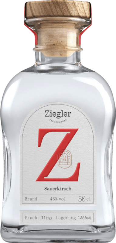 91,95 € Envío gratis | Orujo Aguardiente Ziegler Alemania Botella Medium 50 cl Sauerkirschen — Guindas