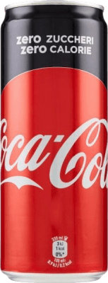 29,95 € Envio grátis | Caixa de 24 unidades Refrescos e Mixers Coca-Cola Zero Alemanha Lata 33 cl