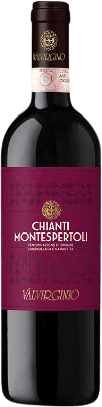 9,95 € Бесплатная доставка | Красное вино Valvirginio Montespertoli D.O.C.G. Chianti Италия Merlot — Мерло, Cabernet Sauvignon — Каберне Совиньон, Malvasia — Мальвасия, Sangiovese — Санджовезе, Colorino — Колорино, Canaiolo — Канаиоло 75 cl