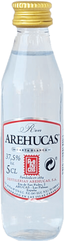 2,95 € Envio grátis | Rum Arehucas Blanco Ilhas Canárias Espanha Garrafa Miniatura 5 cl