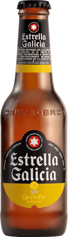 12,95 € Envio grátis | Cerveja Estrella Galicia sin Gluten Galiza Espanha Garrafa Pequena 25 cl