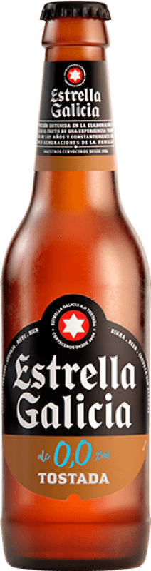 65,95 € Spedizione Gratuita | Birra Estrella Galicia Tostada 0,0 Galizia Spagna Bottiglia Terzo 33 cl Senza Alcol