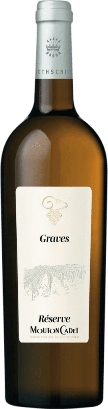 24,95 € Spedizione Gratuita | Vino Bianco Philippe de Rothschild Mouton Cadet Riserva A.O.C. Graves Francia Nebbiolo, Sémillon, Muscadelle Bottiglia 75 cl