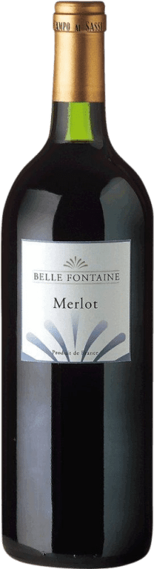 9,95 € Бесплатная доставка | Красное вино Belle Fontaine I.G.P. Vin de Pays d'Oc Бордо Франция Merlot — Мерло 1 L