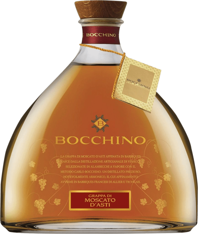 68,95 € Kostenloser Versand | Grappa Bocchino Affinata in Barriques D.O.C.G. Moscato d'Asti Piemont Italien Muskat Flasche 70 cl