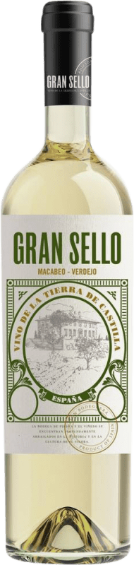 10,95 € Бесплатная доставка | Белое вино Gran Sello Macabeo Verdejo D.O. La Mancha Кастилья-Ла-Манча Испания Nebbiolo — Неббиоло, Macabeo — Макабео Бутылка 75 cl