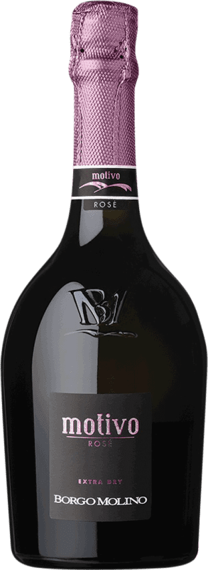 19,95 € Spedizione Gratuita | Spumante rosato Borgo Molino Motivo Spumante Rosé Extra Dry Extra Secco I.G.T. Marca Trevigiana Venecia Italia Pinot Nero, Nebbiolo, Glera Bottiglia 75 cl