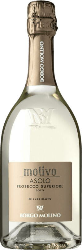 22,95 € Spedizione Gratuita | Spumante bianco Borgo Molino Motivo Spumante Brut D.O.C. Prosecco Venecia Italia Glera Bottiglia 75 cl