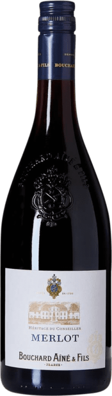 15,95 € Spedizione Gratuita | Vino rosso Bouchard Aîné Héritage du Conseiller I.G.P. Vin de Pays d'Oc bordò Francia Merlot Bottiglia 75 cl