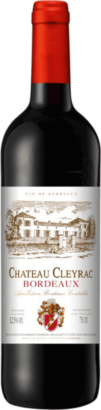 7,95 € 送料無料 | 赤ワイン Château Cleyrac A.O.C. Bordeaux ボルドー フランス Merlot — メルロー, Cabernet Sauvignon — カベルネ・ソーヴィニヨン 75 cl