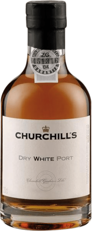 7,95 € Free Shipping | Fortified wine Churchill's White Dry Dry I.G. Douro Douro Portugal Malvasía, Códega Small Bottle 20 cl