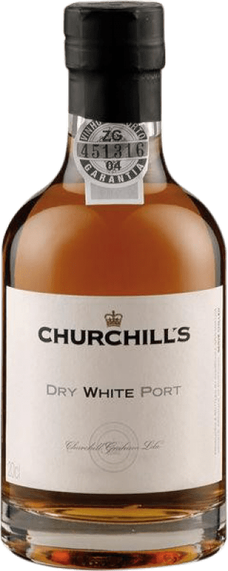 7,95 € Free Shipping | Fortified Wine Churchill's White Dry I.G. Douro Douro Portugal Malvasia, Códega Small Bottle 20 cl