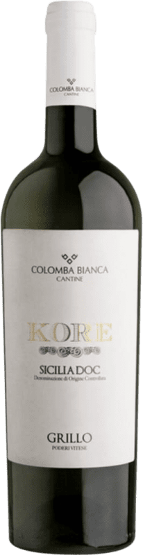 13,95 € 免费送货 | 白酒 Colomba Bianca Kore D.O.C. Sicilia 西西里岛 意大利 Grillo 瓶子 75 cl