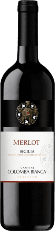 12,95 € Envio grátis | Vinho tinto Colomba Bianca D.O.C. Sicilia Sicília Itália Merlot Garrafa 75 cl