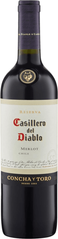 10,95 € Spedizione Gratuita | Vino Rosso Concha y Toro Casillero del Diablo I.G. Valle de Rapel Chile Merlot 75 cl