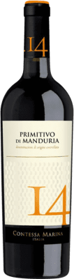 14,95 € Envio grátis | Vinho tinto Contessa Marina 14 D.O.C. Primitivo di Manduria Puglia Itália Primitivo Garrafa 75 cl