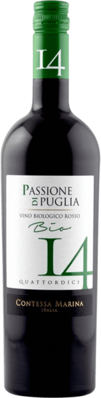 14,95 € 免费送货 | 红酒 Contessa Marina Passione 14 Quattordici cm Rosso I.G.T. Puglia 普利亚大区 意大利 Merlot, Primitivo, Nero di Troia, Negroamaro 瓶子 75 cl