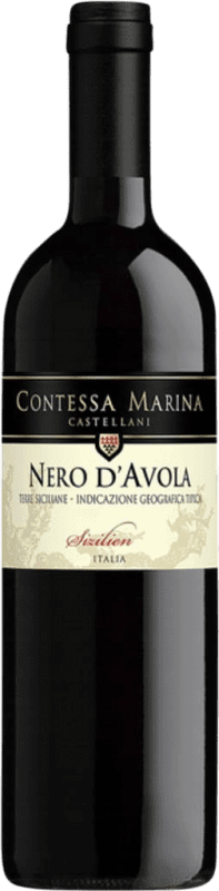 6,95 € Free Shipping | Red wine Contessa Marina D.O.C. Sicilia Sicily Italy Nero d'Avola Bottle 75 cl