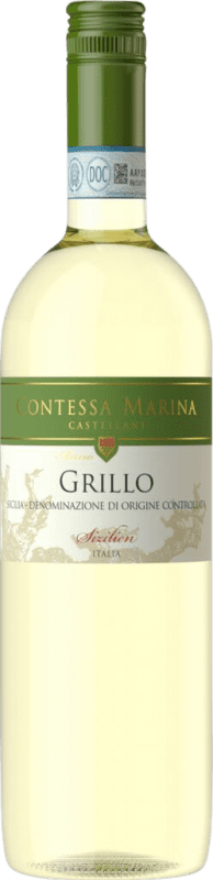 5,95 € Envio grátis | Vinho branco Contessa Marina Castellani D.O.C. Sicilia Sicília Itália Grillo Garrafa 75 cl