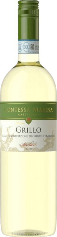 5,95 € Envío gratis | Vino blanco Contessa Marina Castellani D.O.C. Sicilia Sicilia Italia Grillo Botella 75 cl