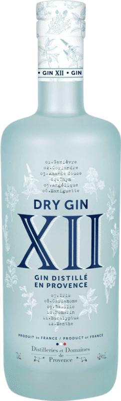 52,95 € 免费送货 | 金酒 Domaines de Provence XII Gin 普罗旺斯 法国 瓶子 70 cl