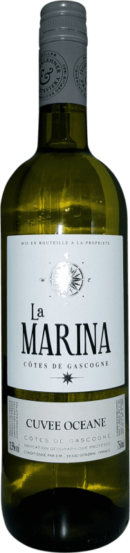 10,95 € Envío gratis | Vino Blanco Domaine Haut Marin. La Marina Cuvée Oceane I.G.P. Vin de Pays Côtes de Gascogne Francia Sauvignon, Gros Manseng, Colombard Botella 75 cl
