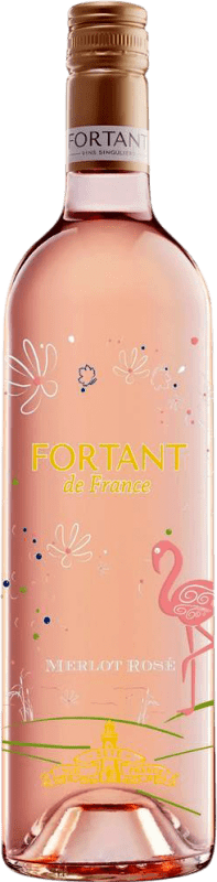 12,95 € 免费送货 | 玫瑰酒 Fortant de France Serigrafiert Rosé I.G.P. Vin de Pays d'Oc 朗格多克 - 鲁西荣 法国 Merlot 瓶子 75 cl